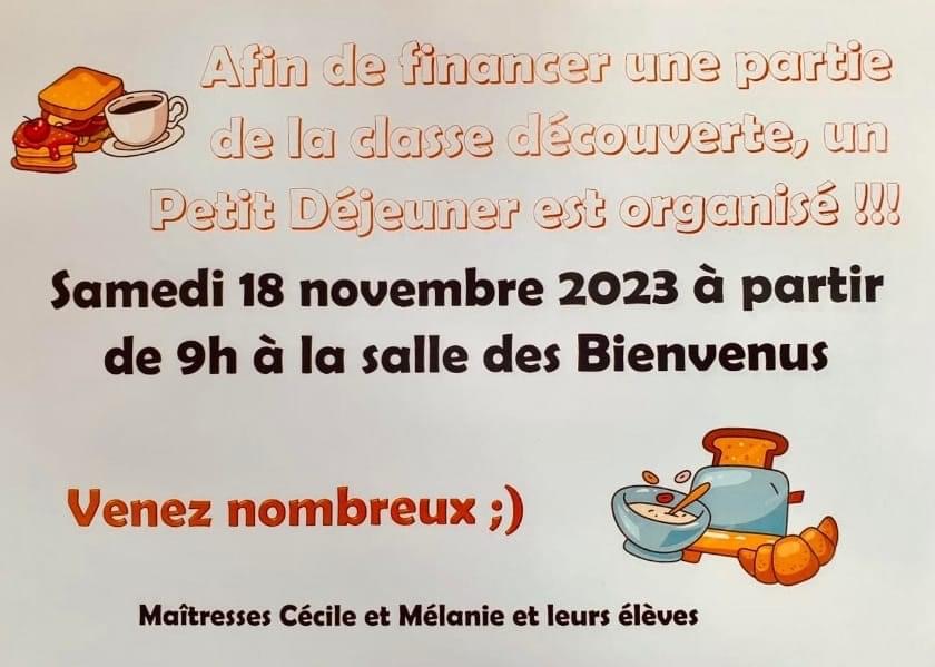 PETIT DEJEUNER ORGANISE PAR L'ECOLE