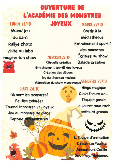 PROGRAMME DU CENTRE DE LOISIRS